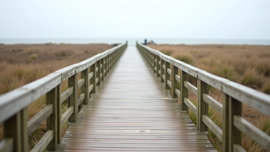 Accessible boardwalk ramp with railings and signage for visitors with mobility needs